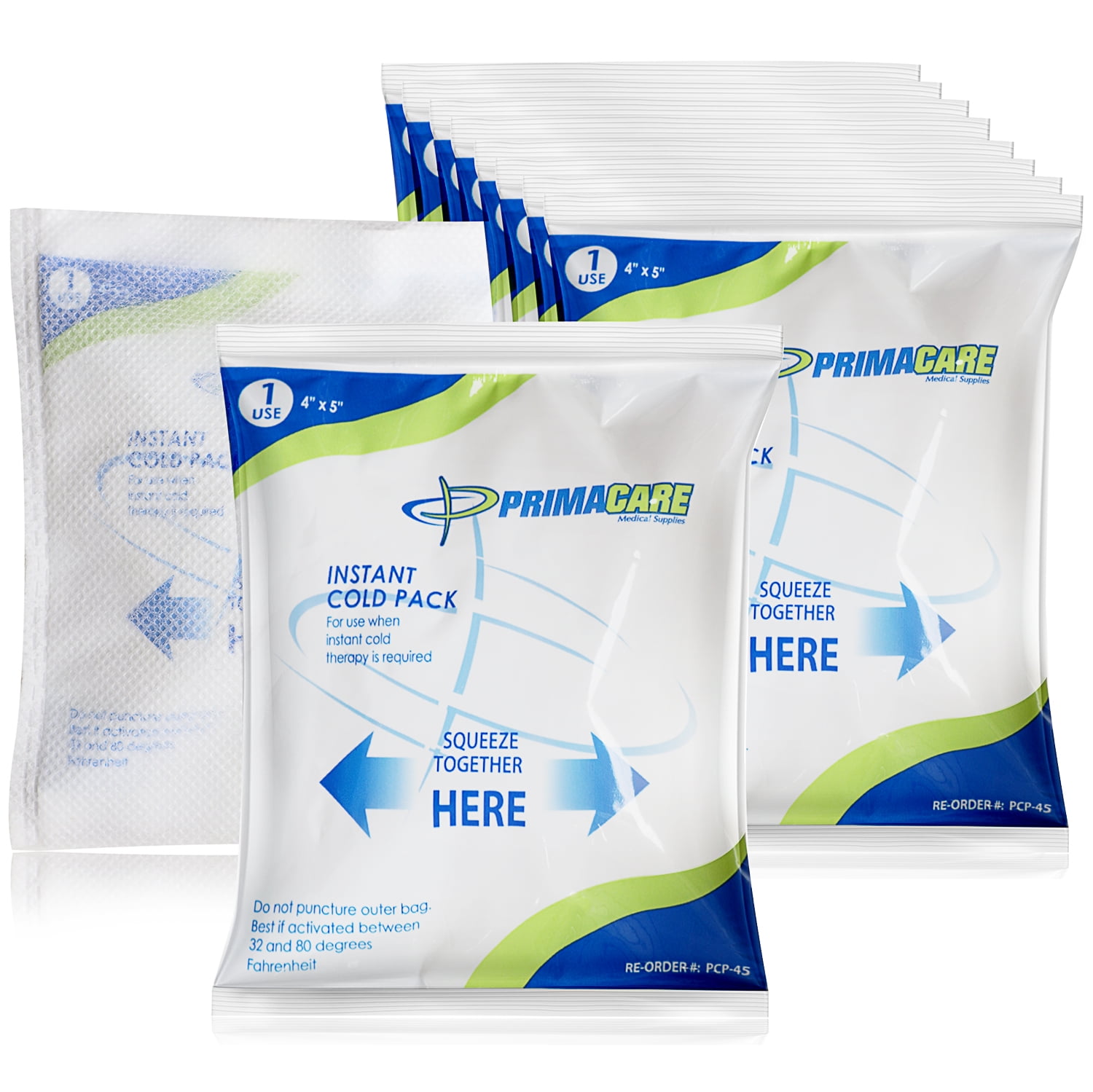 Primacare PCP-45WM Pack of 24 4'x5' Disposable Instant Cold Therapy Ice Pack for Injuries, First Aid Ice Pack for Instant Pain Relief