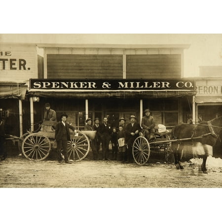 Store Delivery Wagon (Mercantile Operation In Goldfield During The Heyday The Outside Photograph Is The Front Of The Store With Many People Standing Outside With There Delivery Wagons Poster Print by Allen Photo)