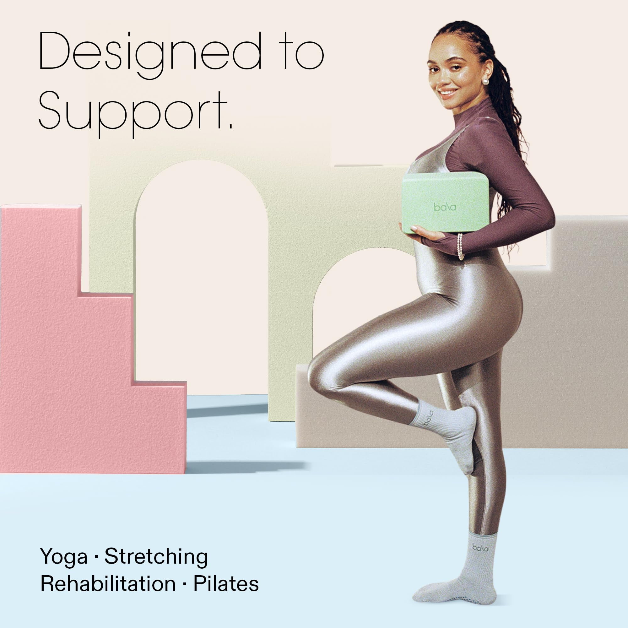 Bala Yoga Block for Working Out, Building Block (Blush) - Soft Dense Foam Yoga Accessories