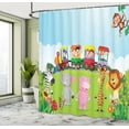 thumbnail image 5 of Ambesonne Cartoon Shower Curtain, Happy Savannah Forest Train, 69"Wx75"L, Multicolor, 5 of 5