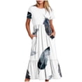 thumbnail image 1 of Fankiway Robe Longue d'Été pour Femmes, à la Mode, à Manches Courtes, à Col Rond, Ample, à Dégradé de Couleurs, Robes pour Femmes, Robes pour Femmes Grande Taille en Liquidation, 1 of 4
