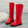 thumbnail image 2 of newwalpole Athlefit Girls Knee High Boots Fashion Lug Sole Side Zipper Tall Riding Boots for Toddler Little Kid Big Kid Red for Size 3, 2 of 4