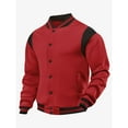 thumbnail image 2 of KeShDi Bomber Jacket Mens Fleece Jacket Men's Solid Colors Casual Zipper Cardigan Standing Collar Long Sleeve Pocket Exercise HoodieCoat Wine 2X, 2 of 6