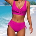 thumbnail image 2 of Swim Suits for Women 2024 Tummy Control High Waisted Bikini Sets Casual Two Piece Bathing Suit Front Cross Push Up Swimsuit, 2 of 6