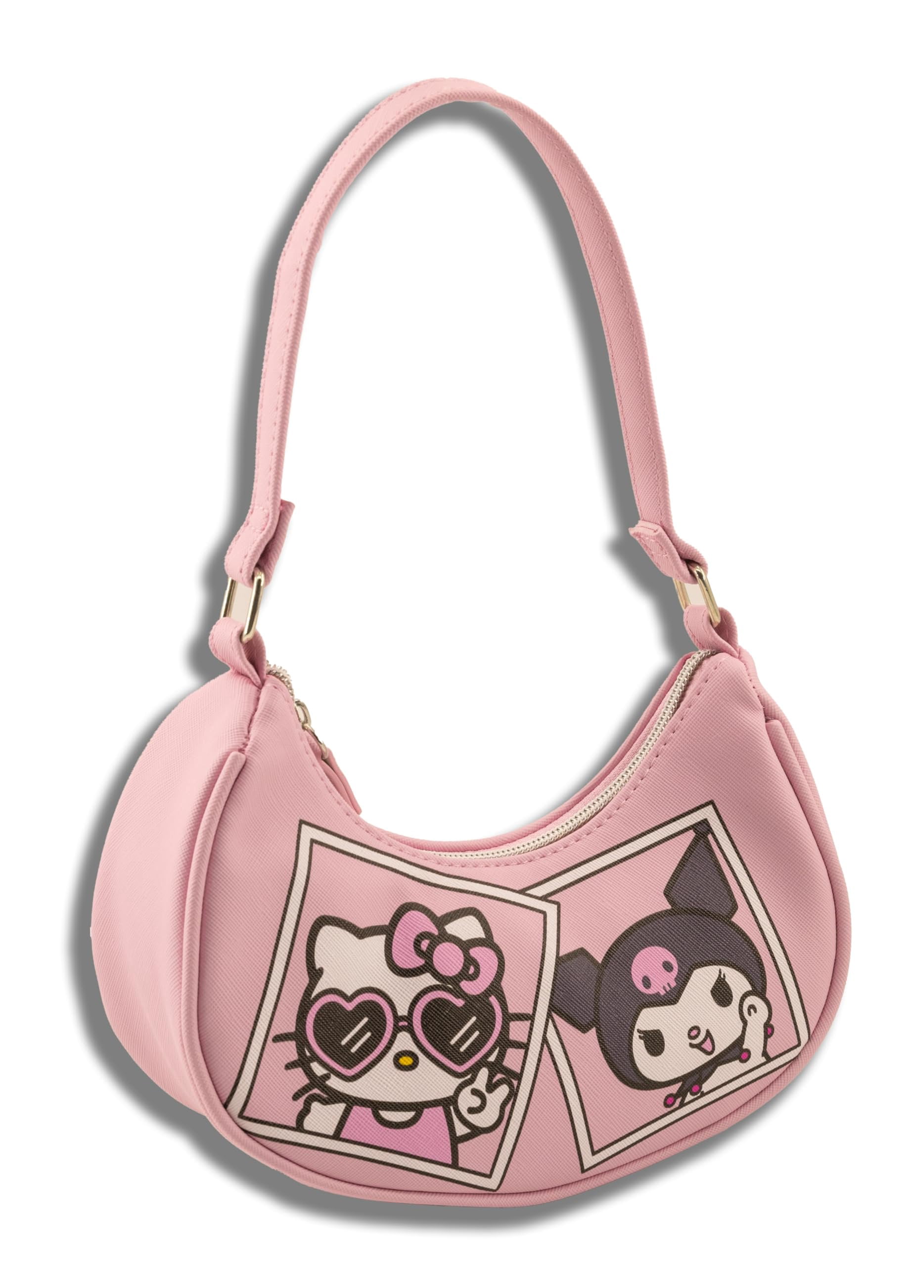 Sanrio Hello Kitty and Kuromi Hobo Handbag Purse for Girls  Crossbody Shoulder Bag with Adjustable Strap  Small PU Leather Toddler Purse, Preschool Handbag, Everyday Tote or Travel Mini Purse Age 3+