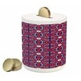 thumbnail image 1 of Orient Piggy Bank, Moroccan Pattern with Middle Eastern Oriental Effects Old-Fashioned Design, Ceramic Coin Bank Money Box for Cash Saving, 3.6" X 3.2", Indigo Red White, by Ambesonne, 1 of 4