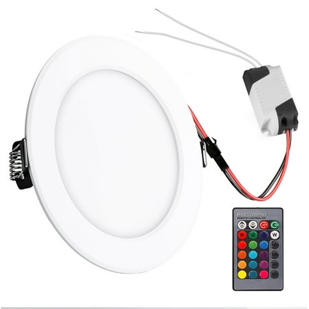 

5W Round RGB LED Panel Light Concealed Recessed Ceiling Lamp Downlight with Remote Control AC 85-265V