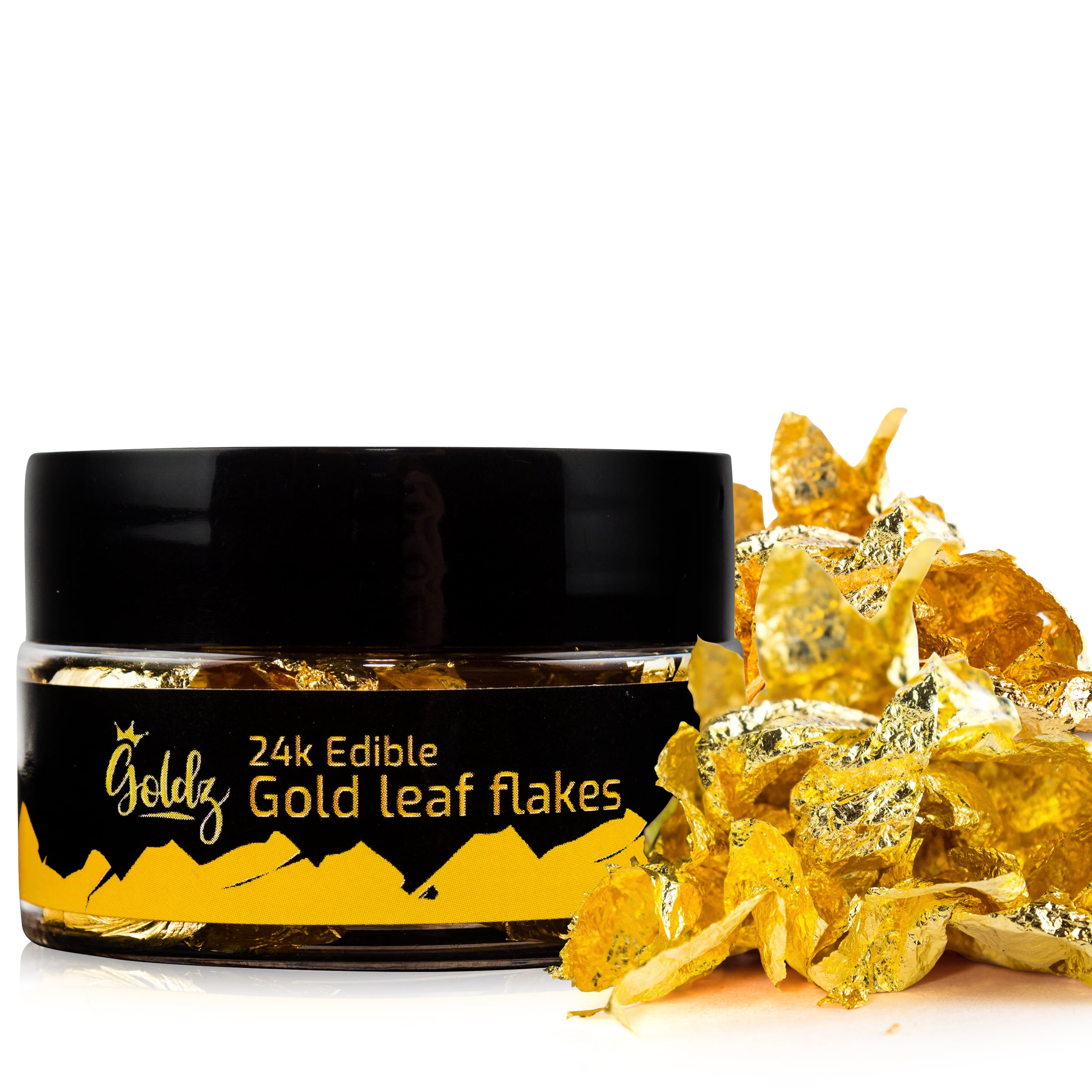 goldz: 24 Karat Edible Gold Leaf- Gold Foil Flakes for Cake Decorations, Glitter for Drinks and Cocktails, Chocolate Making and More 30ml, Size: 30 ml