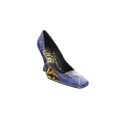 thumbnail image 2 of Versace Jeans Couture Blue Gold Plaid Baroque Square Toe Pump 6 for Womens, 2 of 5