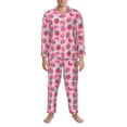 thumbnail image 3 of Vsdgher Haear Strawberry Mens Pajama Set, Soft Warm Long Sleeve Sleepwear, Cozy Button-Down Pjs for Men-XX-Large, 3 of 7