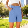thumbnail image 2 of Shorts de Trabajo para Mujer Tipo Pull on, Casual de Negocios, Elásticos, Cintura Elástica, Pierna Recta, Shorts de Oficina con Bolsillos, Azul, M, 2 of 9