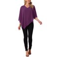 thumbnail image 2 of INSPIRE CHIC Women's Flowy Top V Neck Lightweight Chiffon Blouses Dressy Asymmetrical Shirt Double Layered Fall Top L Purple, 2 of 6