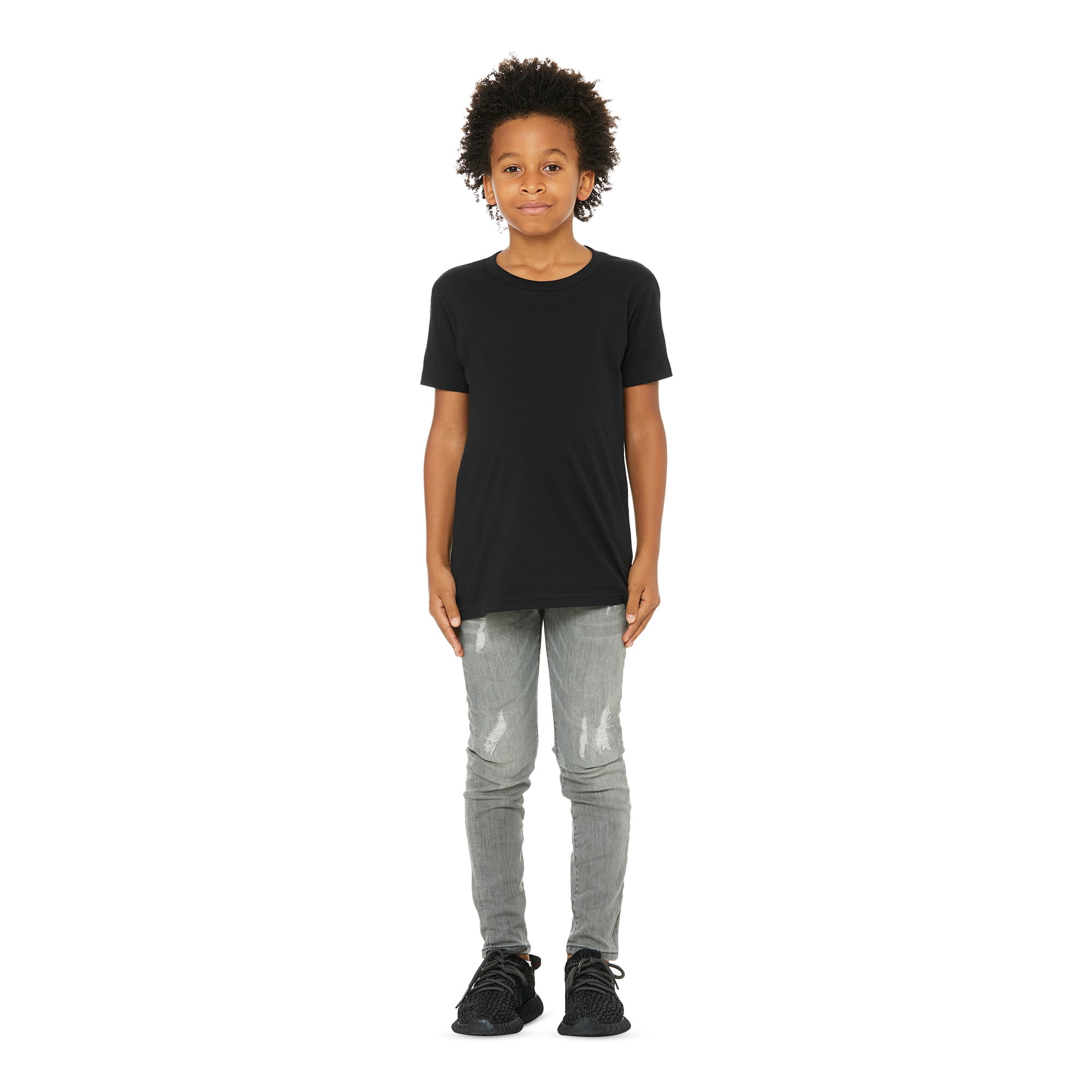 BELLA+CANVAS Youth Unisex Short Sleeve Crew Neck T-Shirt for Crafting, Black, Youth Medium