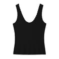 thumbnail image 3 of HappyYEE Women’s Ribbed Tank Tops Ruffle Round Neck Sleeveless Knit Tops Soft Lightweight Relaxed Fits Tanks Daily Wear,Black,XL, 3 of 6