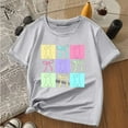 thumbnail image 4 of Toddler T Shirts Kids Girls Summer Casual Letter Print T Shirts Multicolor Round Neck Short Sleeves Tops Baby Girl Summer Clothes Grey 10 Years-11 Years, 4 of 4