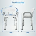thumbnail image 4 of SACVON Shower Chair for Elderly & Disabled, Adjustable Height Bath Chair with Armrests, Backrest, Non-Slip Seat, 300 lbs Capacity, White, 4 of 8