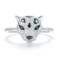 thumbnail image 3 of Santuzza Sterling Silver Panther Ring Green Spinel Cubic Zirconia Leopard Ring for Women, 3 of 5
