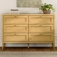 thumbnail image 6 of EYYTHUNG Modern 6-Drawer Storage Dresser for Bedroom, Chest of Drawers with Golden Handles, Cabinet Side Table, Natural Oak, 6 of 7