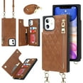 thumbnail image 2 of Crossbody Phone Case for iPhone 11 with Card Holder Slot,iPhone 11 Magnetic Purse Case with Lanyard Strap for Women Men,PU Leather Zipper Lattice Pattern Travel Case 6.1 Inch (Brown), 2 of 14