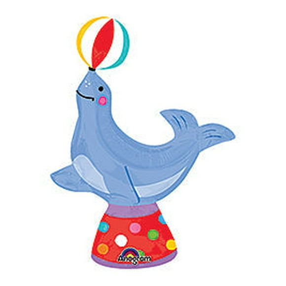 13" Flat Circus Seal mini shape foil balloon.