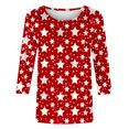 thumbnail image 5 of Rvkxad Christmas Blouses for Women 3/4 Sleeve Christmas Printed Tunic Tops Dressy Casual Holiday Round Neck Pullover Cute Fall Fashion Blouses Red L, 5 of 5