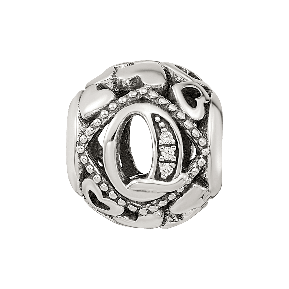Sterling Silver Reflections CZ Letter Q Bead