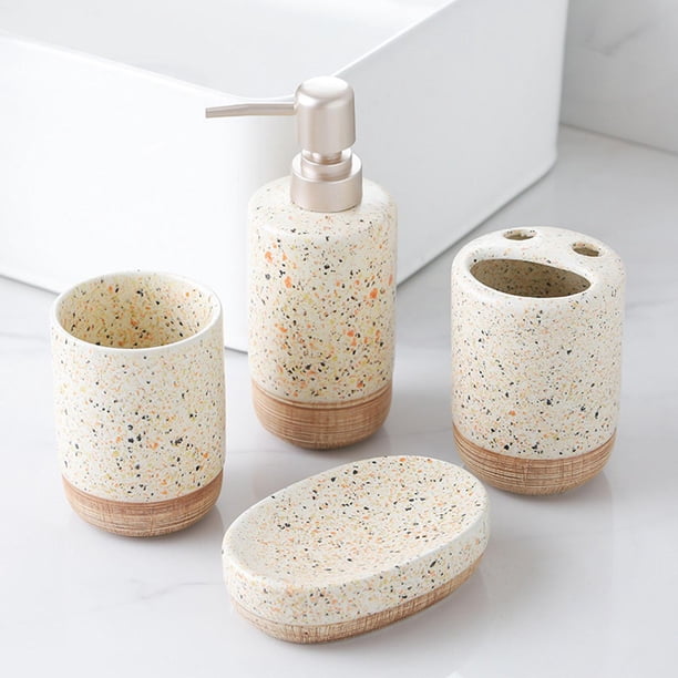 Juego de accesorios de baño Vaso Vaso Portátil Funcional Moderno Portacepillos de Dientes Dispensador de Loción de 380 ml para Dormitorio Hotel Hogar