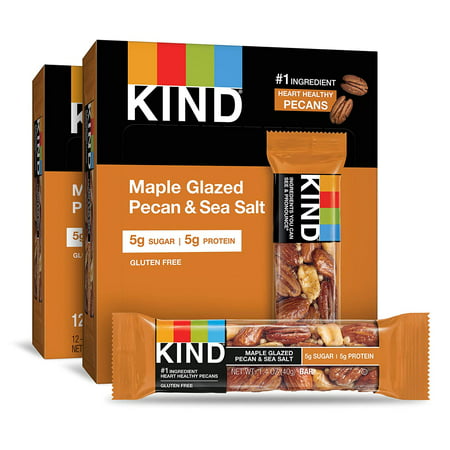 KIND Nut Bars Maple Glazed Pecan and Sea Salt 1.4 Ounce 24 Count Gluten Free 5g Sugar 5g Protein