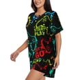 thumbnail image 2 of Picia Play Game Start Pajamas Sets for Women Soft Short-Sleeved Pjs with Lounge Shorts Two Piece Sleepwear-XX-Large, 2 of 9