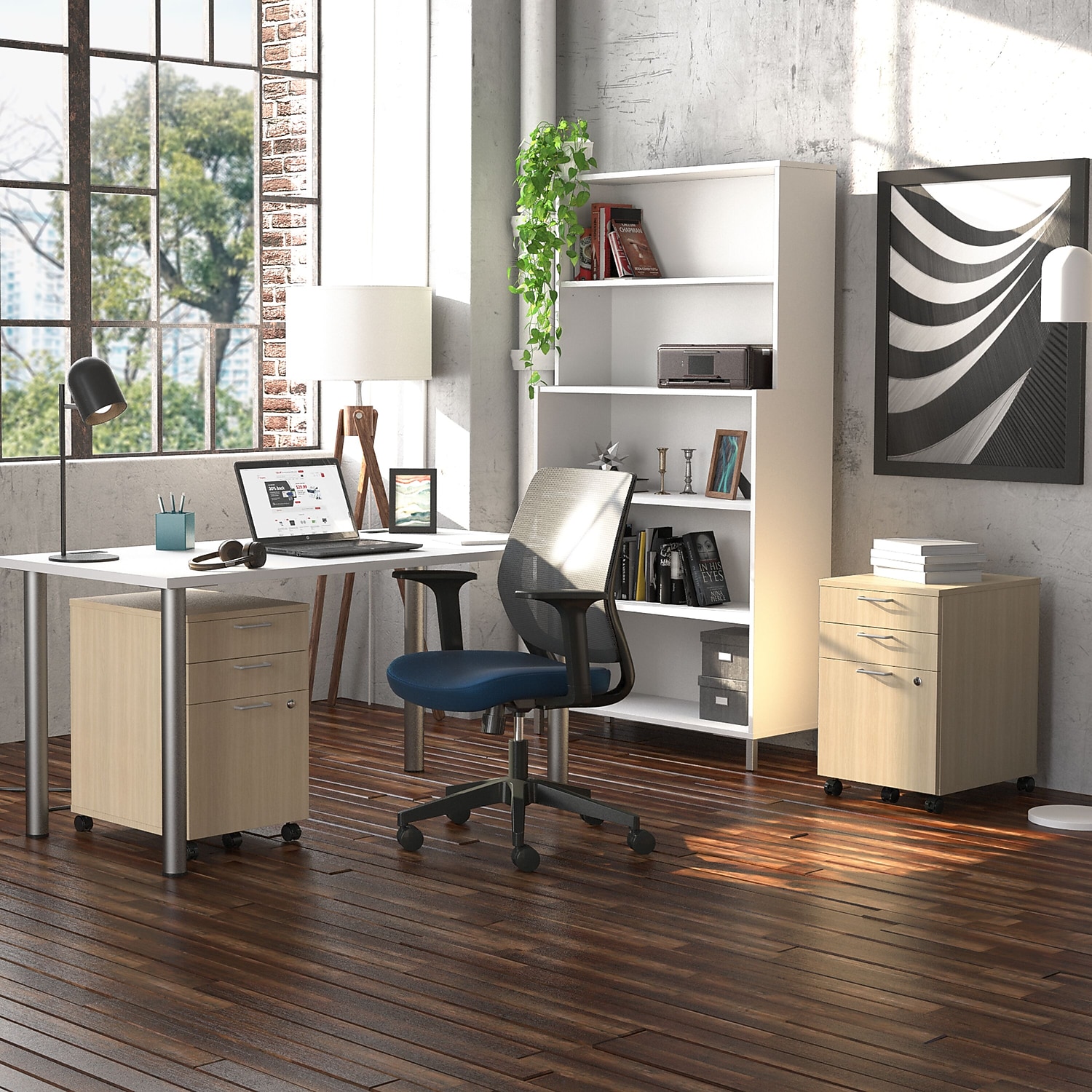 Staples Union & Scale Essentials 3-Drawer Vertical File Cabinet Mobile/Pedestal Letter/Legal Natural