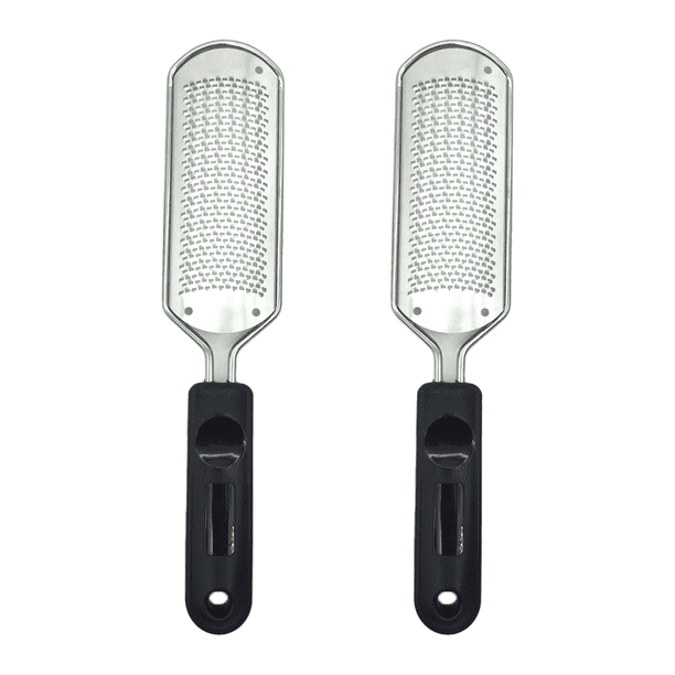 Lima de pie de doble cara de acero inoxidable para pelar la piel muerta, 2 unidades, color negro MFZFUKR CPB-US-YYM330-1