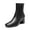 BLACK-PU, variant on Women’s Fitted Stretch Ankle Boots Low Chunky Heel Almond Toe Fall Heeled Booties