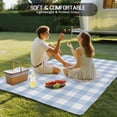 thumbnail image 4 of Light Blue Plaid Outdoor Rug for Patio/Deck/Porch, Non-Slip Large Area Rug 3 x 5 Ft, Modern Minimalist Country Indoor Outdoor Rugs Washable Area Rugs, Reversible Camping Rug Carpet Runner, 4 of 8