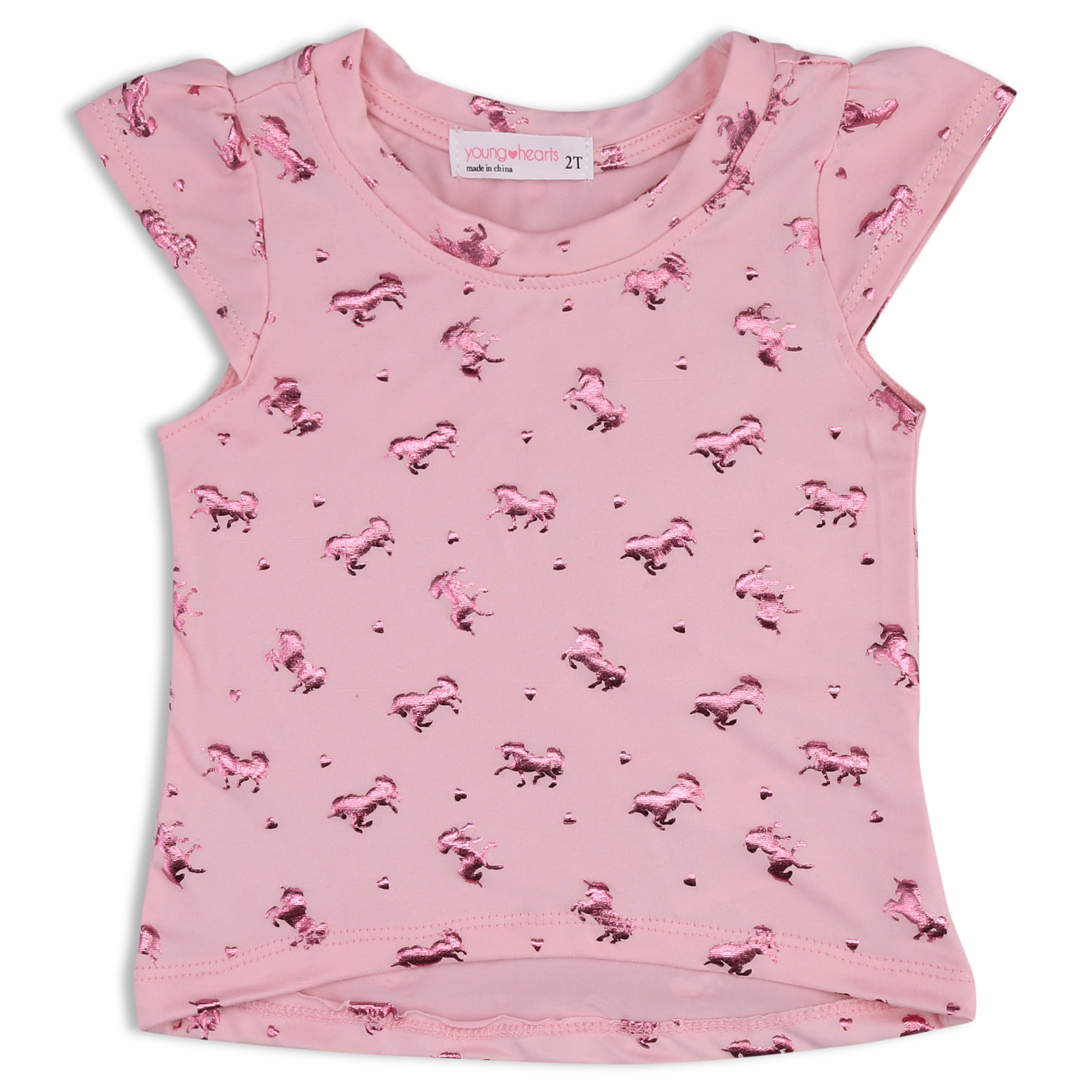 Young Hearts Toddler Girl 2Pk Short Sleeve Tops , Size 2T-4T