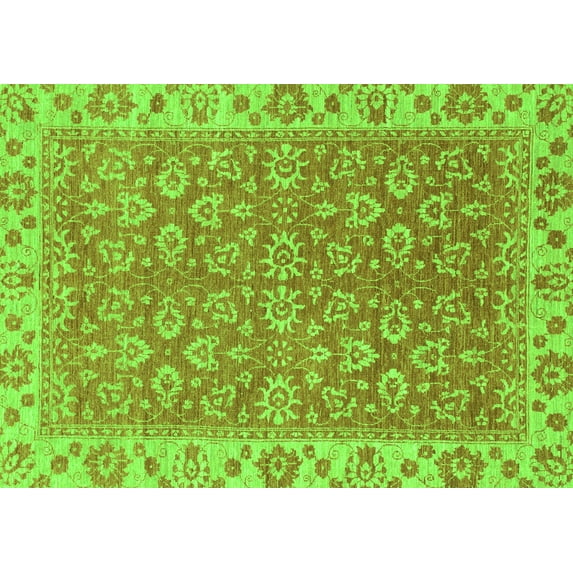 Ahgly Company Indoor Rectangle Abstract Green Modern Area Rugs, 3' x 5'