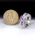 thumbnail image 2 of Uloveido Women Rhodium Plated Oval Cubic Zirconia Purple Promise Ring Wedding Jewelry Bridal Bridesmaid (Size 9, Purple), 2 of 7