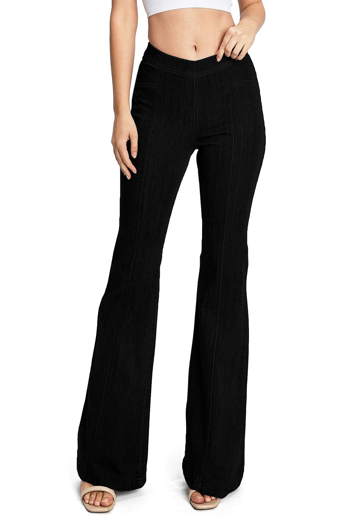 Cello Jeans Women's Junior High Rise Pull On Comfort Denim Flares (M