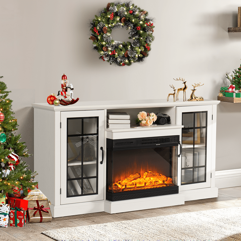 Oneinmil 59'' Fireplace TV Stand for TVs up to 65, 12 Flame Colorsu002612 LED  Light Colors, TV Console with 3-Sided Glass Fireplace, for Living Room,  White - Walmart.com