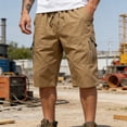 thumbnail image 2 of Betivan Men's Cargo Capri Pants Solid Color Drawstring Elastic Waist Pockets 3/4 Length Loose Fit Casual Summer Outdoor Sports Daily Trousers, 2 of 9