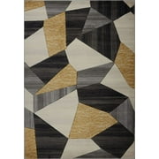 Beautiful Super Soft Modern Indoor Vincenza Collection Doormat Carpet for Bedroom Living Room Dining Room in Cream Gold