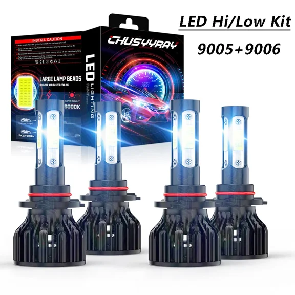 9005 9006 LED Headlight Bulbs Combo Kit for Chevy Silverado 1500 2500HD 3500 1999-2006