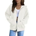 thumbnail image 2 of BRDFRL Womens Zip Up Hoodies Oversized Long Sleeve Sweatshirts Casual Y2K Hoodie 2025 Fall Jacket with Pockets White M, 2 of 8