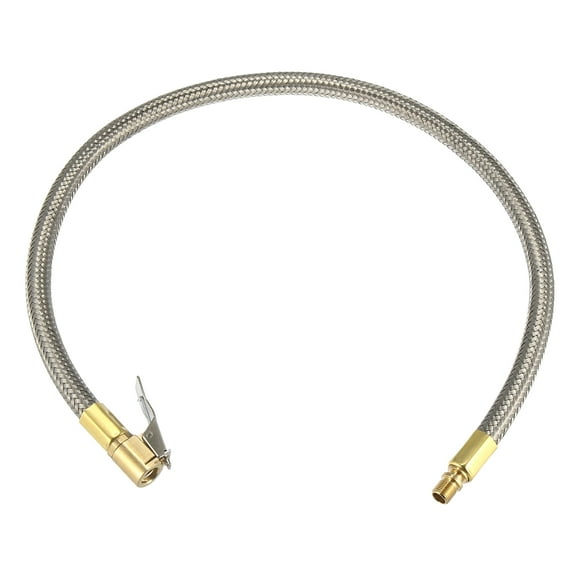 Stainless Steel 51cm Air Chuck Inflator Compressor Pump Extension Hose for Car Motorbike Quick Connect
