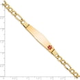 thumbnail image 3 of 14K Yellow Gold Semi-Solid Medical Soft Diamond Shape Red Enamel Figaro Id Bracelet (7 X 9) Made In United States xm571fc-7, 3 of 5