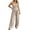 Beige, variant on Sleeveless Jumpsuits for Women Halter High Waist Wide Leg Rompers Summer Causal Loose Overalls with Pockets, M