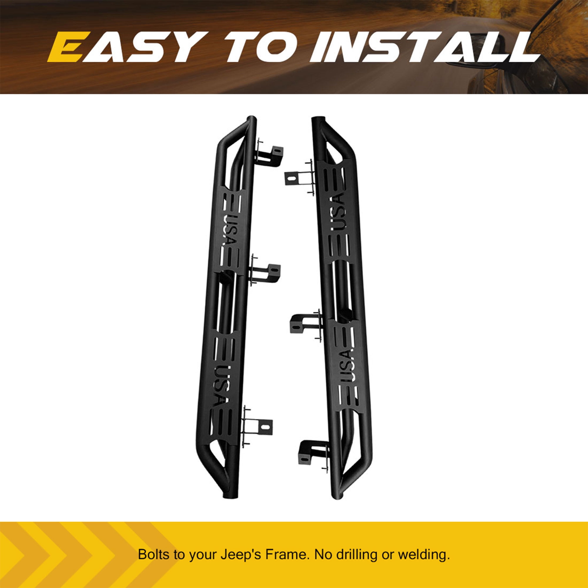AMERICAN MODIFIED USA Style Side Step Bars for 18 to 23 Jeep Wrangler JL