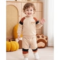 thumbnail image 4 of Toddler Baby Boy Clothes 18 Months Boys Fall Winter Outfits 24 Months Boys Long Sleeve Color-blocked Sweatshirt Pants 2PCS Clothing Set Apricot, 4 of 6