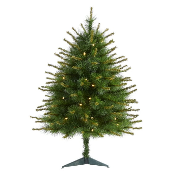 3ft. New England Pine Artificial Christmas Tree with 50 Clear Lights and 117 Bendable Branches