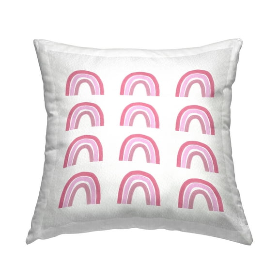Stupell Industries Pink Stripes Rainbow Arch Shapes Pattern Design by Amy Brinkman Throw Pillow