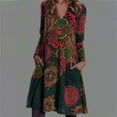 thumbnail image 1 of DPTALR Robe d'Été Vintage Rétro Décontractée pour Femme à Manches Longues, Col en V, à Imprimé Floral, 1 of 5